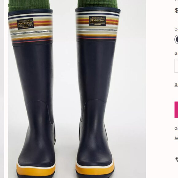 NEW PENDLETON Bridger Striped Tall Rain Boots FOR women in navy 7254j2 - Picture 11 of 14
